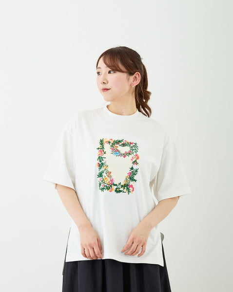 ［Lois CRAYON］フラワーペイントTシャツ(シロ)│ミロードオンライン