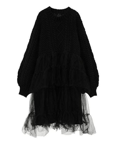 TULLE DOCKING CABLE KNIT ONE-PIECE│ミロードオンライン – MYLORD ONLINE